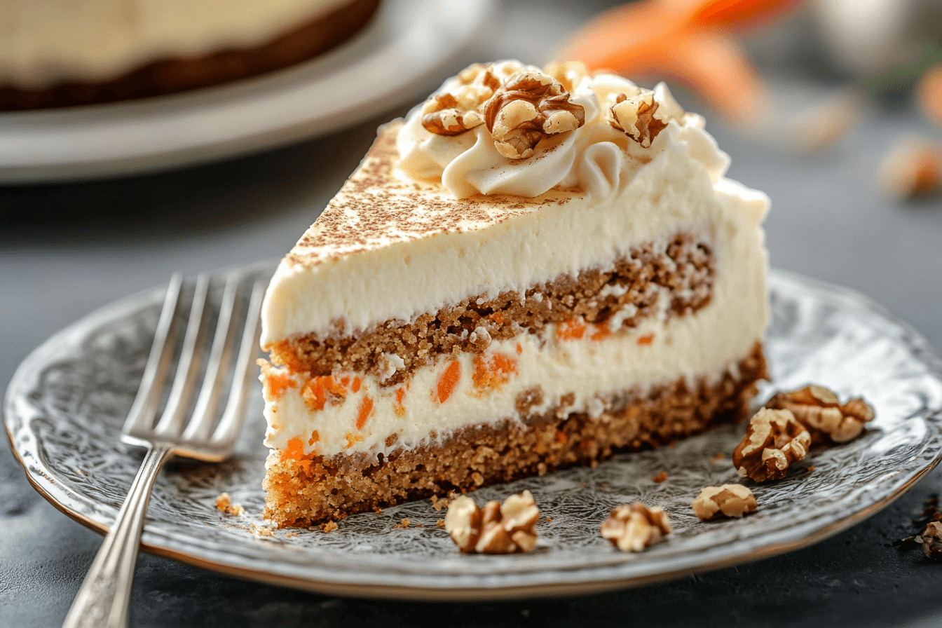 post Delicious Carrot Cake Cheesecake Recipe - Moist & Creamy